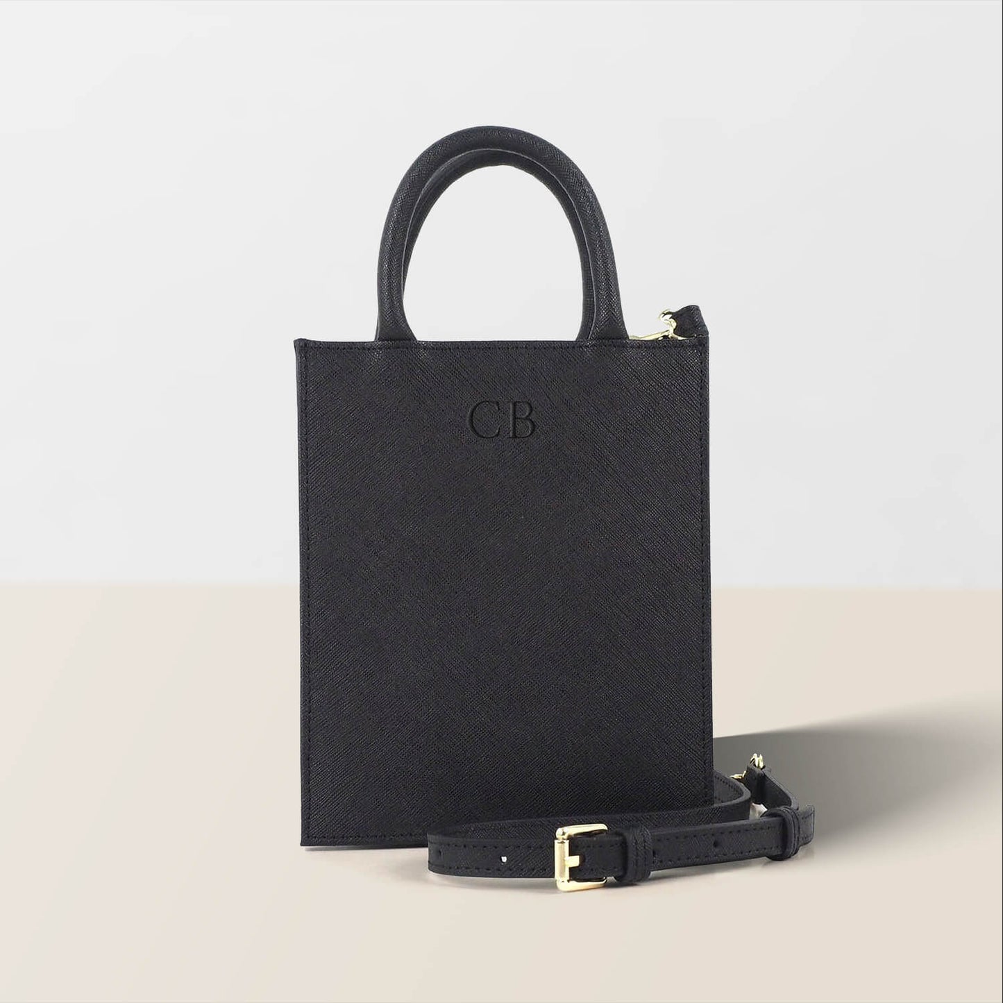 Mini Cross Body Bag | Black Saffiano Leather | Olivia&Co.