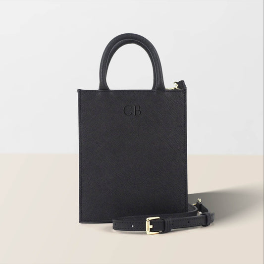 Mini Cross Body Bag | Black Saffiano Leather | Olivia&Co.