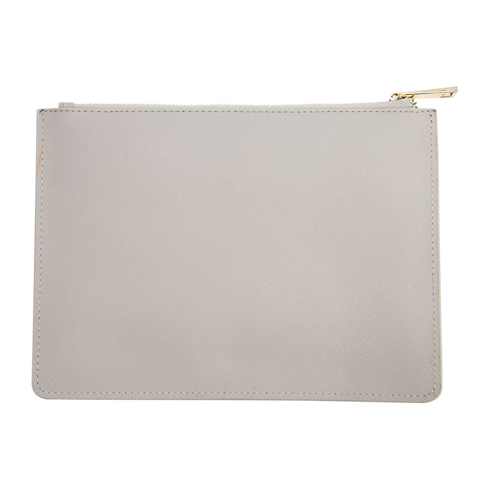 Pouch in Grey Saffiano Leather