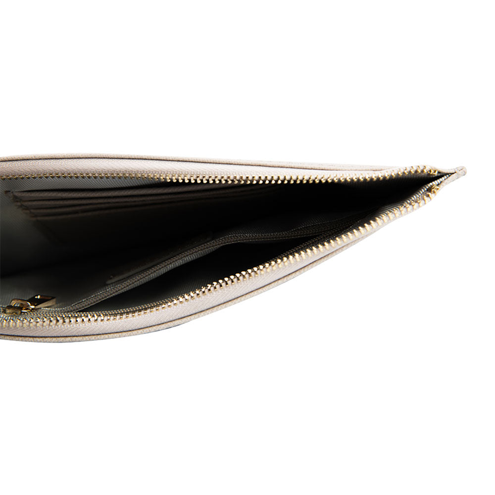 Pouch in Grey Saffiano Leather