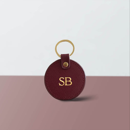 Personalised Round Leather Keyring | Olivia&Co