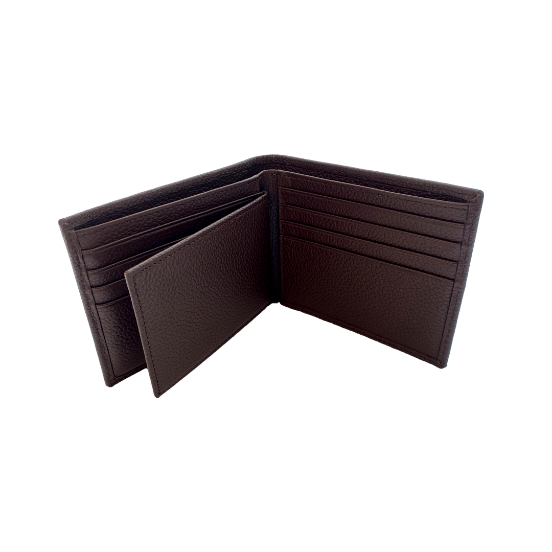 Mon Purse Men's Pebbled Convertable Wallet in Dark Brown