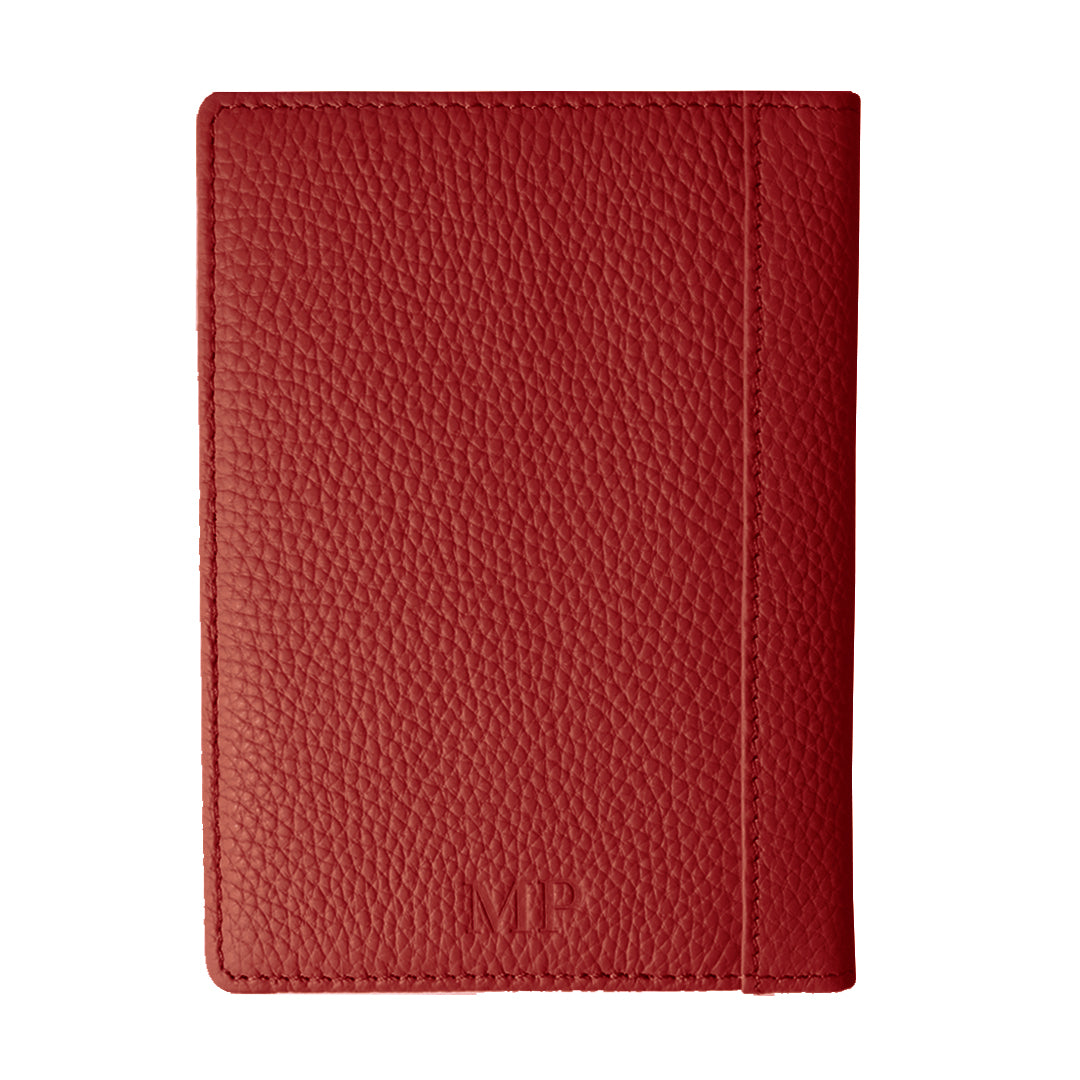 Mon Purse Pebbled Luxe Passport Holder in Red