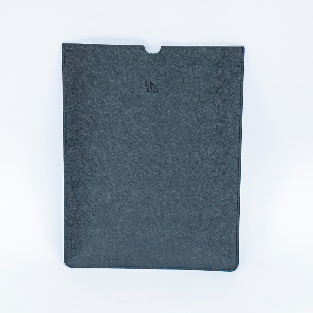 13 Inch Black Saffiano Leather Laptop Sleeve - Laptop Holder