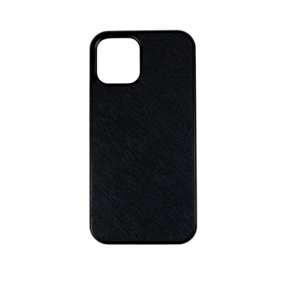 iPhone 12 and iPhone 12 Pro Case in Black Saffiano Leather
