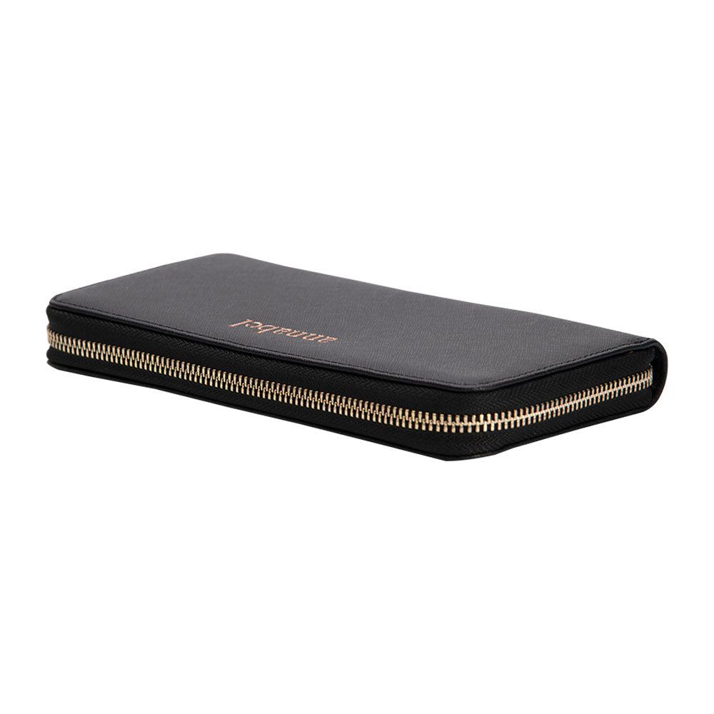 Long Wallet in Black Saffiano Leather (Gold)