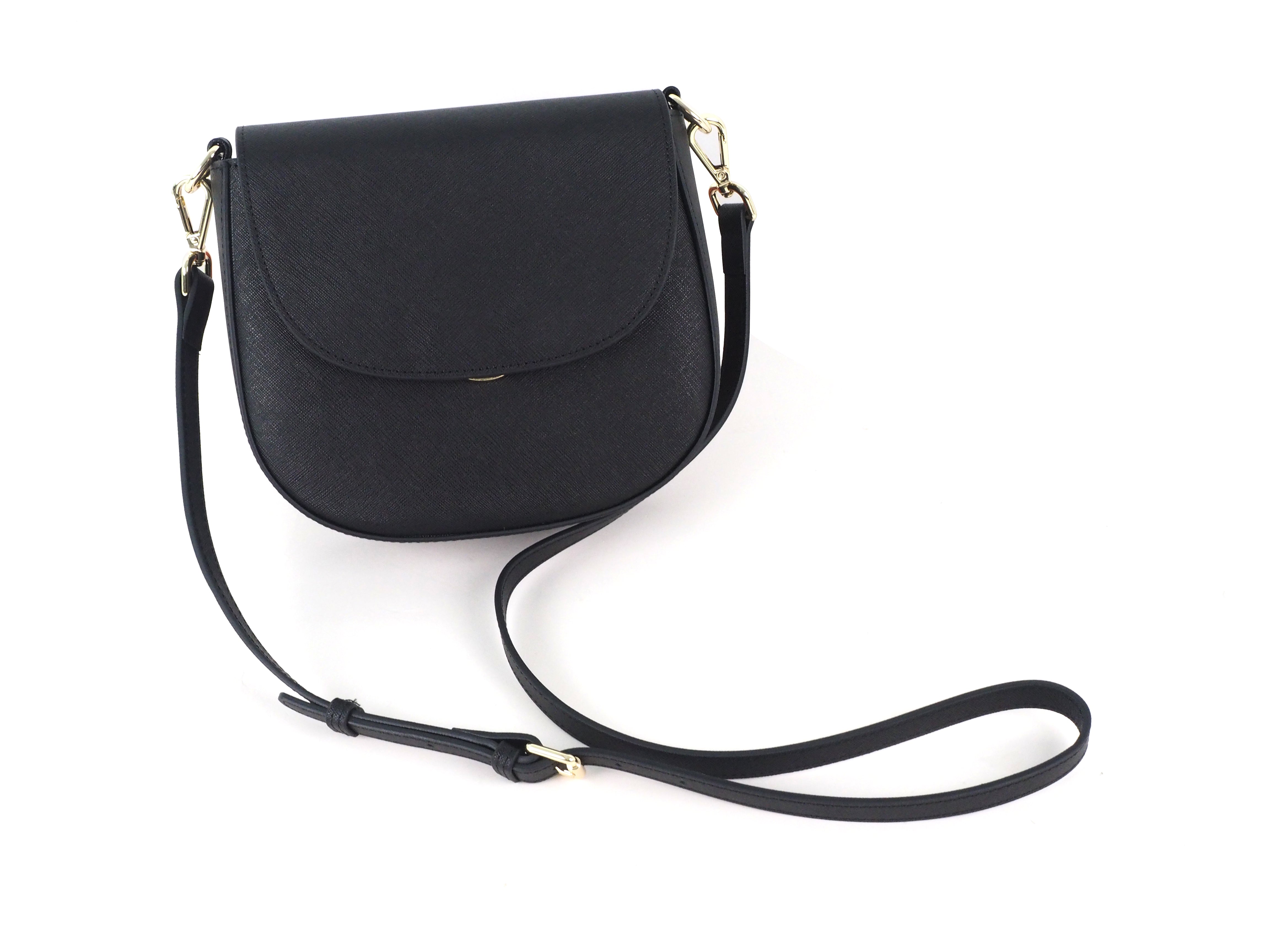 Black leather 2025 crossbody saddle bag