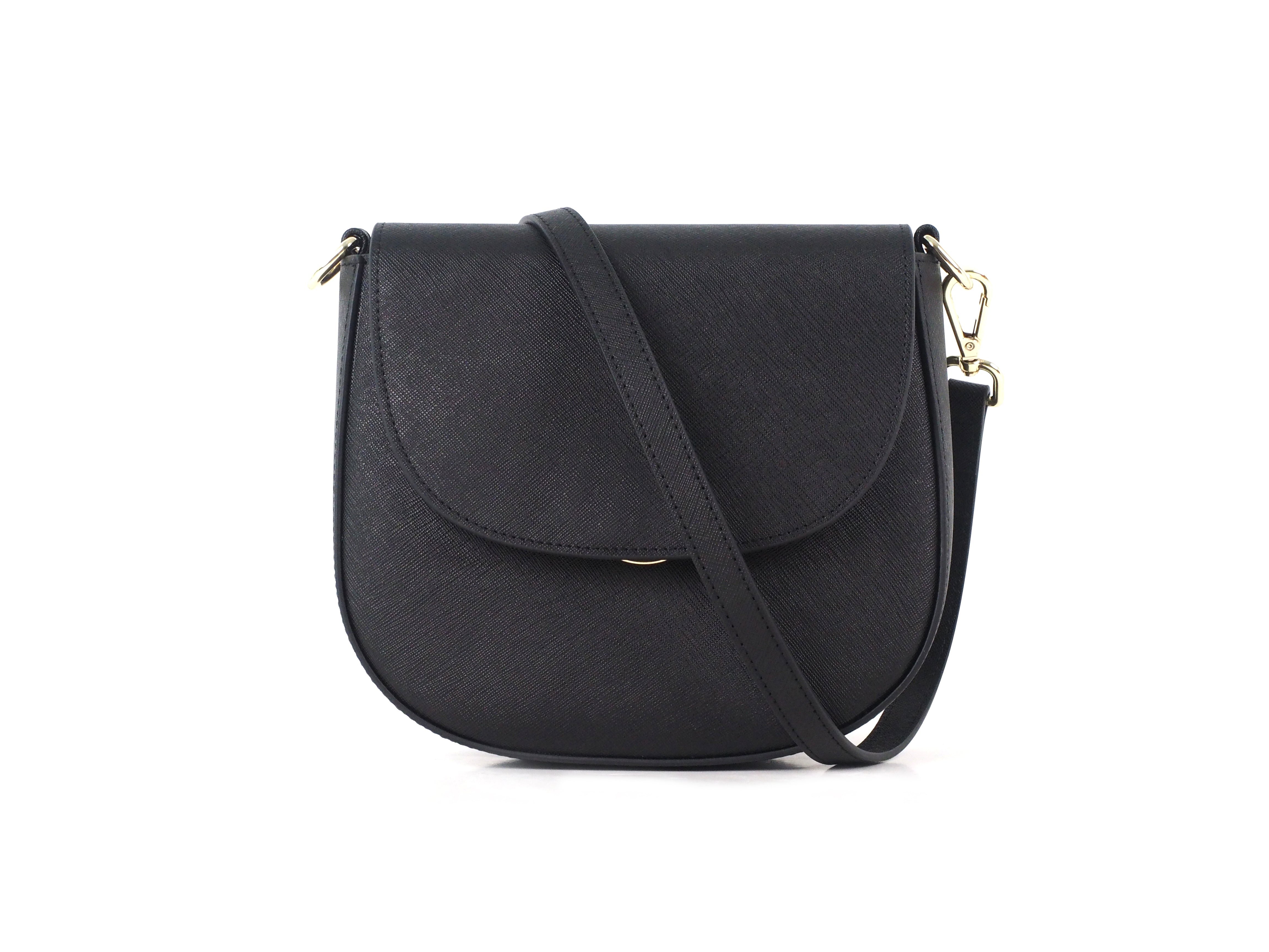 Black leather shop crossbody saddle bag