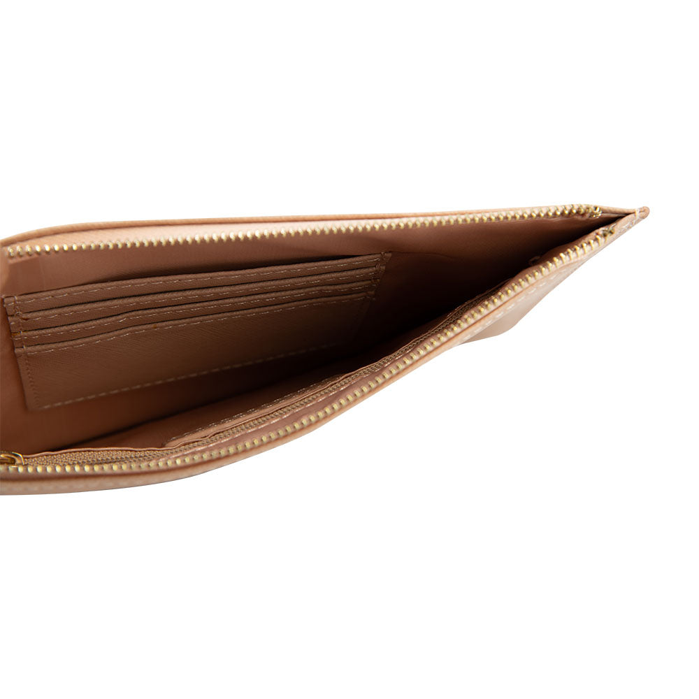 Pouch in Taupe Saffiano Leather