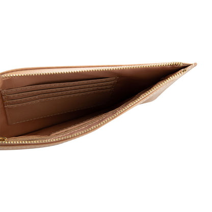Pouch in Taupe Saffiano Leather
