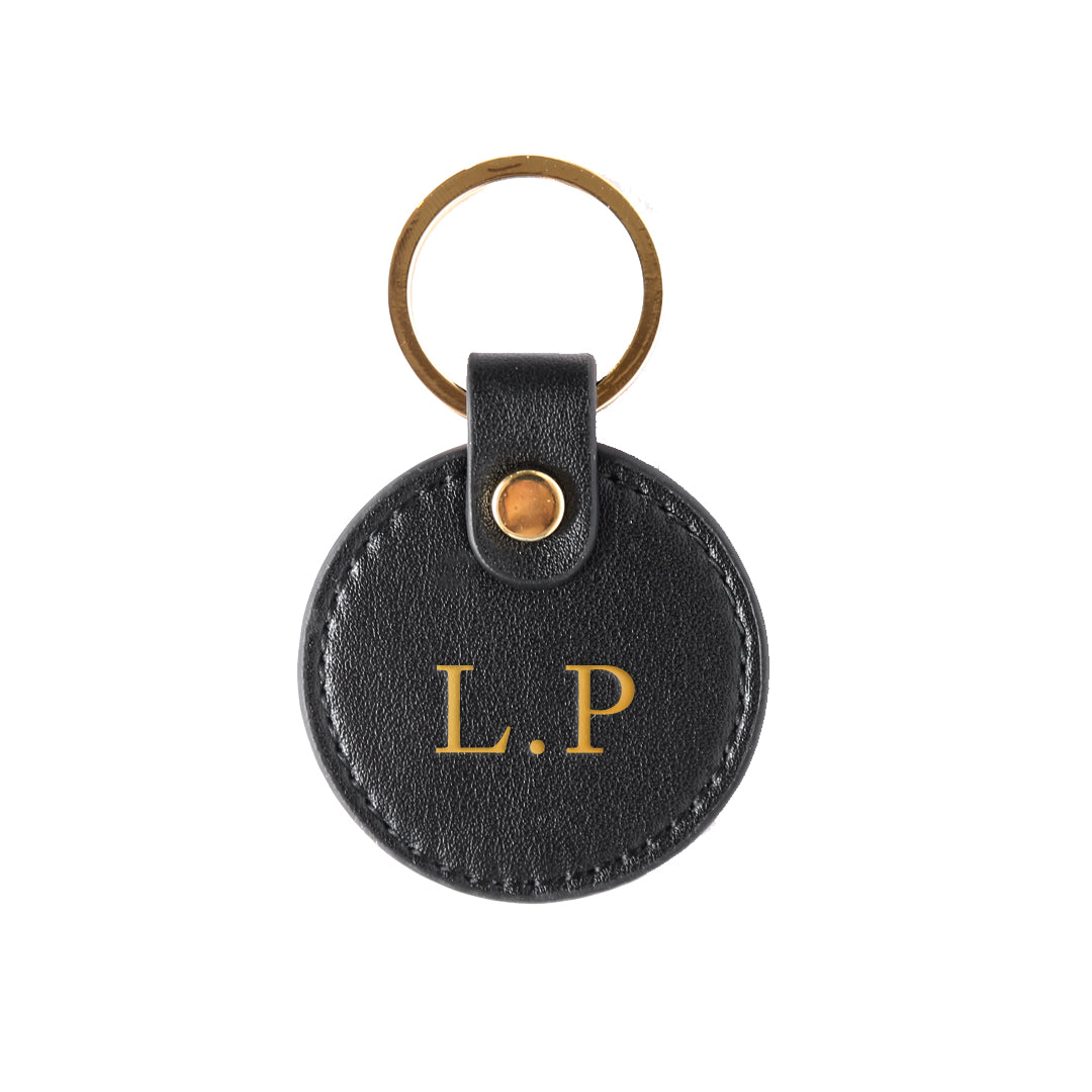 Smooth Lowkey Round Keyring in Black (Gold)